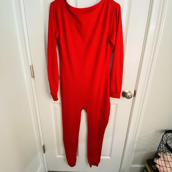 One Piece Pajama Long Johns Comfy Womens Sleepwear Under The Mistletoe Size M - Picture 3 of 3
